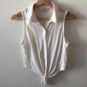 Iris Basic • Cream Boho Lace Back & Tie Front Tank Top